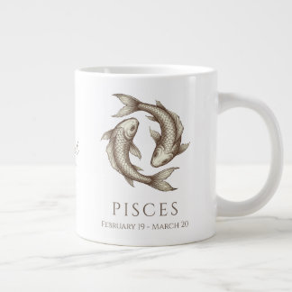 Grande Tasse Poissons Zodiaque Nom Personnalisé & Date de Naiss