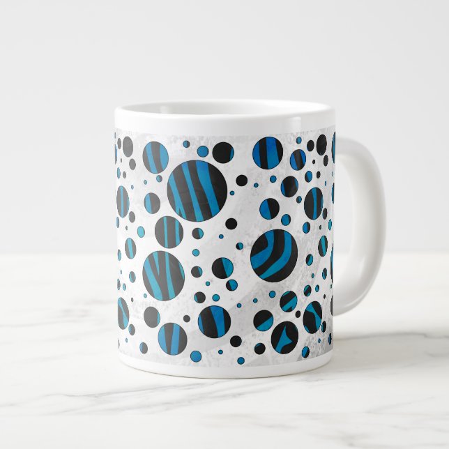 Grande Tasse Polka Dot Zebra Motif noir et bleu (Devant droit)