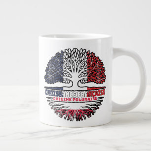 Grande Tasse Pologne Français Français drapeau des racines de l