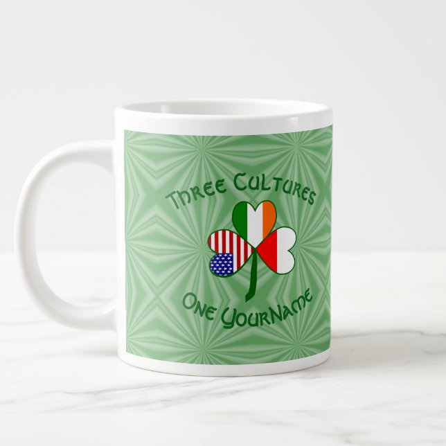 Grande Tasse Pologne Irlande Shamrock américain Drapeau personn (Gauche)