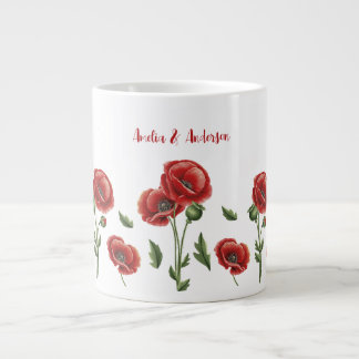 Grande Tasse Poppies rouges personnalisées Floral