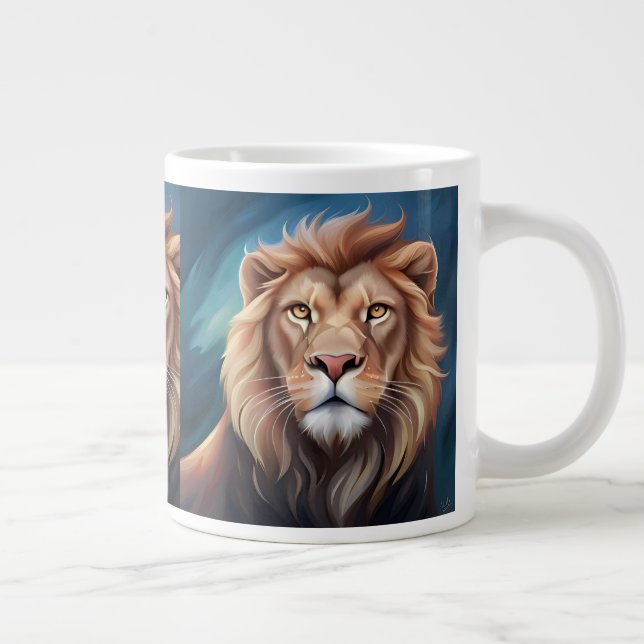 Grande Tasse Portrait de l'Art numérique Lion (Droite)