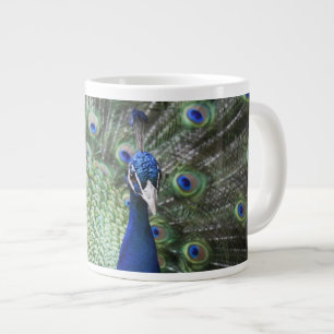 Grande Tasse Portrait De Peacock Avec Plumes Sorties