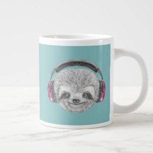 Grande Tasse Portrait De Sloth  Porter un casque