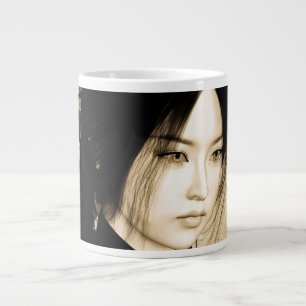 Grande Tasse Portrait d'une femme asiatique vintage