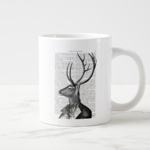 Grande Tasse Portrait noir et blanc de cerfs