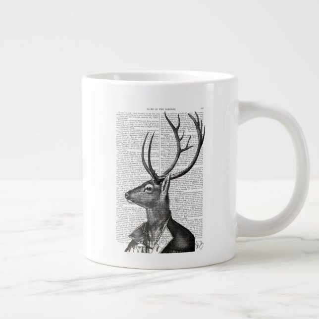 Grande Tasse Portrait noir et blanc de cerfs (Droite)