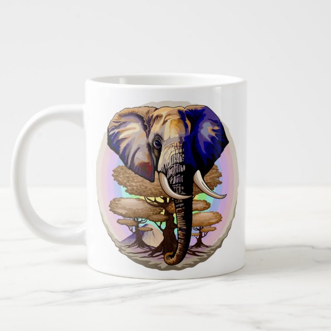 Grande Tasse Portrait surréaliste de l'éléphant africain (Gauche)
