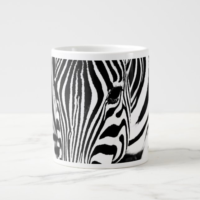 Grande Tasse Portrait zèbre noir et blanc (Devant)