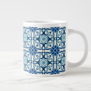 Grande Tasse Portugais Azulejos Blue Floral Motif