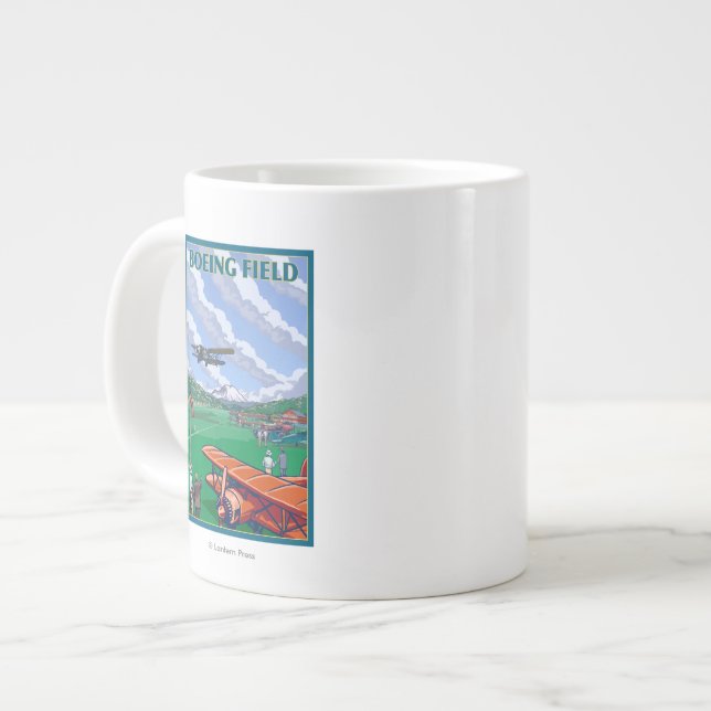 Grande Tasse Poster de Boeing Field Vintage voyage (Devant gauche)