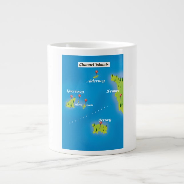 Grande Tasse Poster de Channel Islands Map. (Devant)