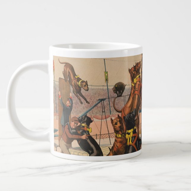 Grande Tasse Poster De Cirque Des Grands Danois Avec Entraîneur (Gauche)