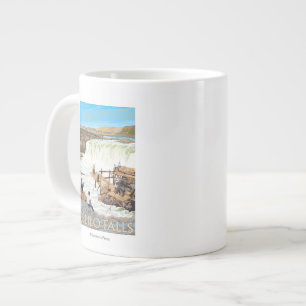 Grande Tasse Poster du Vintage voyage de pêche de Celilo Falls