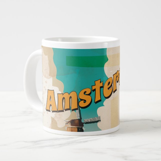 Grande Tasse Poster Vintage voyage Amsterdam (Devant gauche)