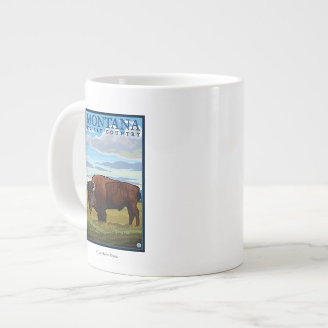 Grande Tasse Poster Vintage voyage MontanaBison (Devant gauche)