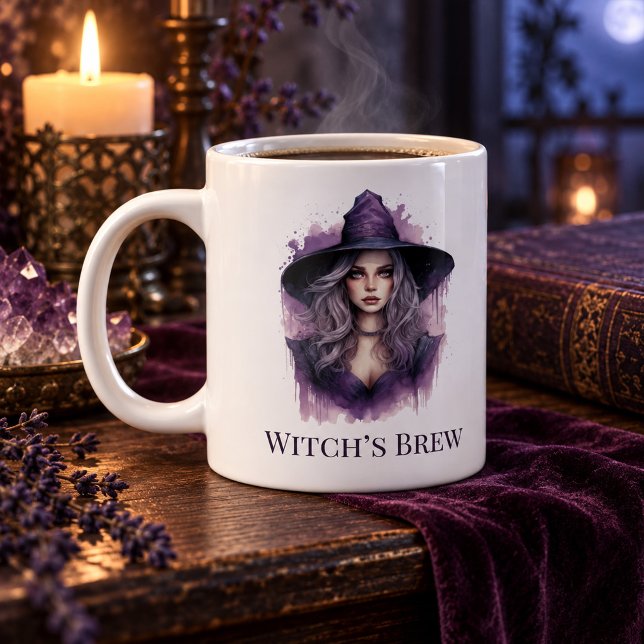 Grande Tasse Pot de sorcière – Art de sorcière violette Hallowe (Witch’s Brew – Purple Witch Art Halloween Giant Coffee Mug)