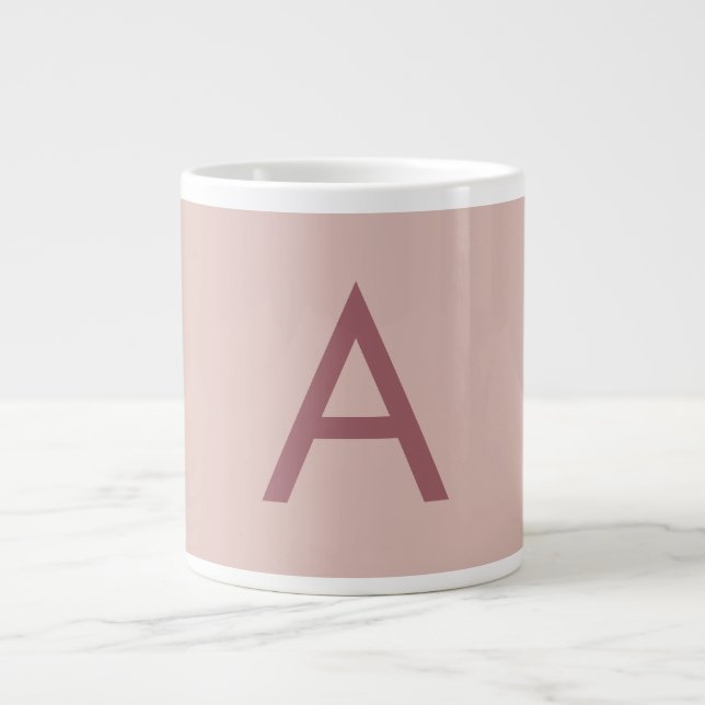 Grande Tasse Poussière d'or rose Monogramme moderne Lettre init (Devant)