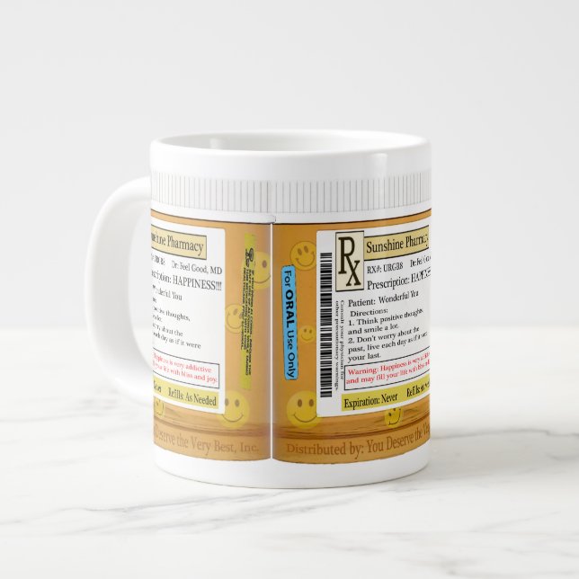 Grande Tasse Prescription de RX pour le bonheur (Devant gauche)