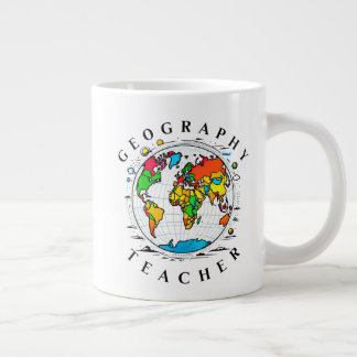 Grande Tasse Professeur de géographie avec Globe coloré