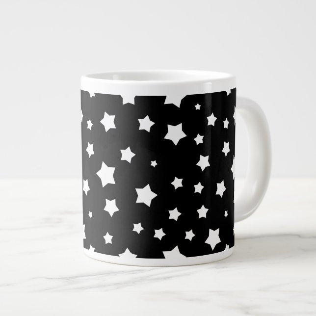 Grande Tasse Profil sous convention astérisque noir et blanc (Devant droit)