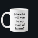 Grande Tasse Proposition minimaliste de servante d'honneur pers<br><div class="desc">Moderne minimaliste Maid of Honor Proposition personnalisée Jumbo Mug en noir et blanc</div>