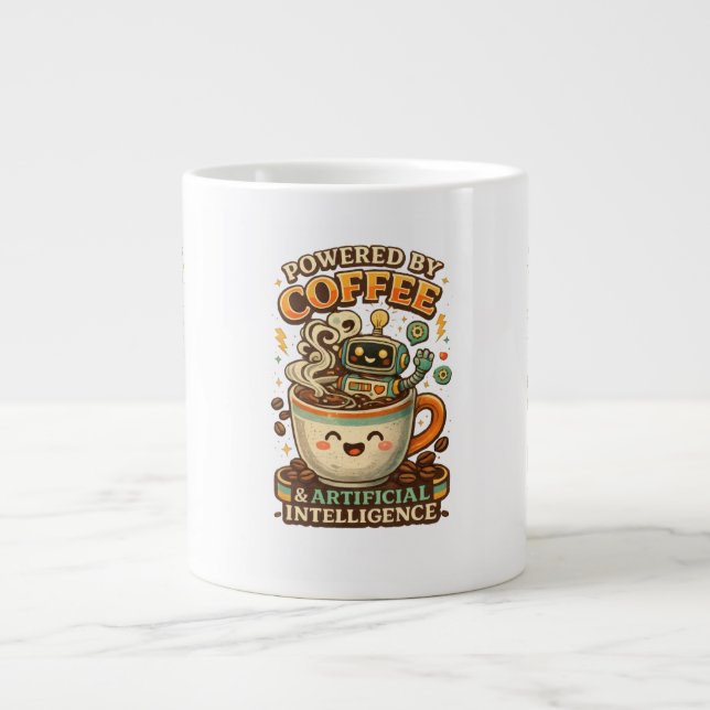 Grande Tasse Propulsé par le café et l'informatique rétro Graph (Devant)