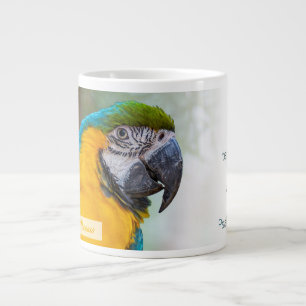 Grande Tasse Psaume Macaw bleu et jaune 145:9 KJV