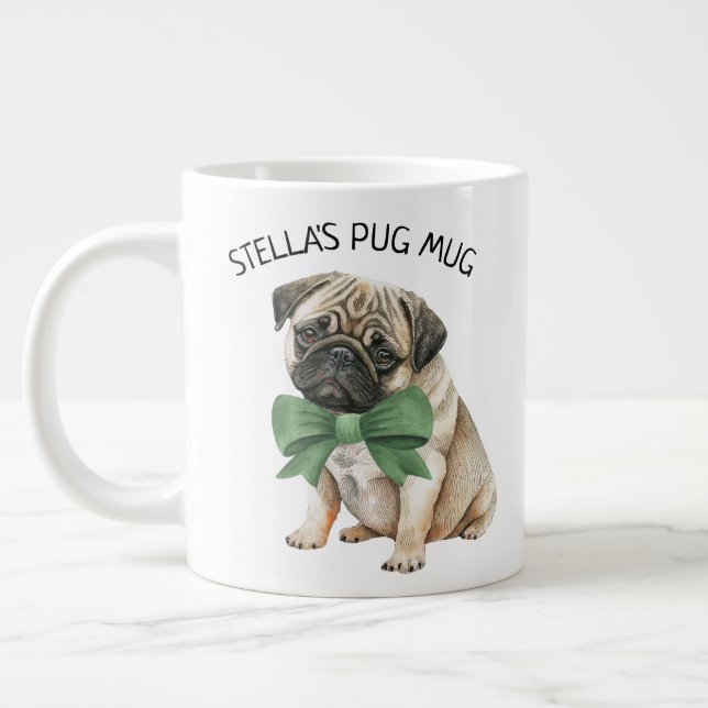 Grande Tasse Pug Mignon Personnalisé (Gauche)