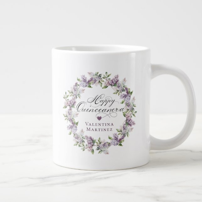 Grande Tasse Quinceanera Anniversaire Cadeau Purple Lilac (Droite)
