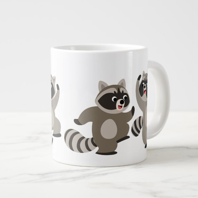 Grande Tasse Raccoons de caricatures de danse mignonne (Devant droit)