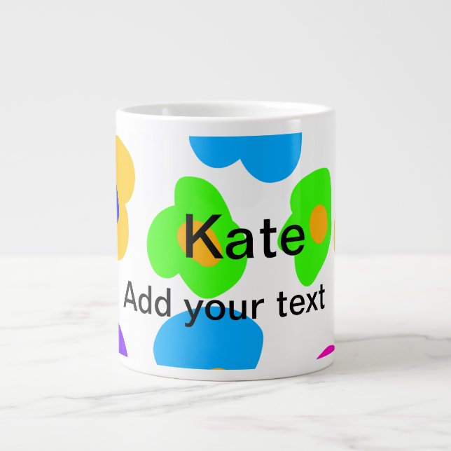 Grande Tasse Rainbow flower pride amour ajouter nom texte lqbtq (Devant)