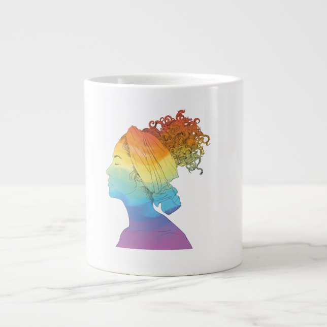 Grande Tasse Rainbow Life, femme, liberté (Devant)