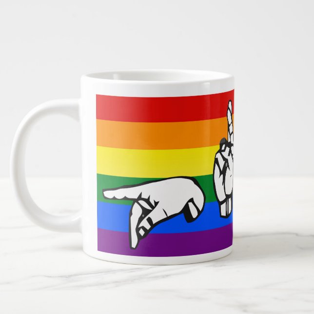 Grande Tasse Rainbow Pride Langue des Signes Américaine LGBTQ+ (Gauche)