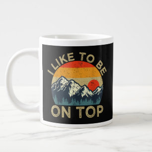 Grande Tasse Randonneur drôle vintage montagne coucher de solei