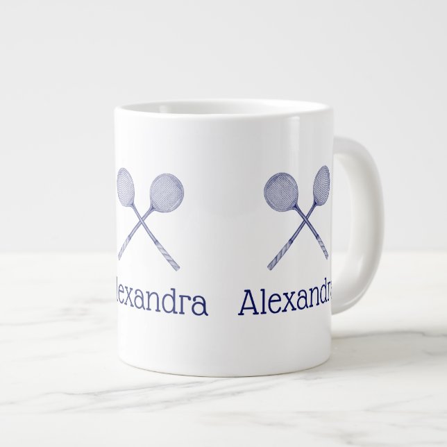 Grande Tasse Raquettes de squash croisées bleues (Devant droit)