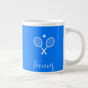 Grande Tasse Raquettes de tennis et boule Ultramarine bleu