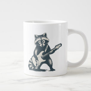 Grande Tasse Raton laveur drôle jouant de la guitare électrique