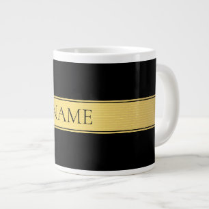 Grande Tasse Rayure de faux or élégante et fond noir ou DIY