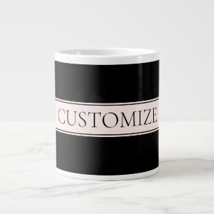Grande Tasse Rayure rose pâle et texte éditable élégant