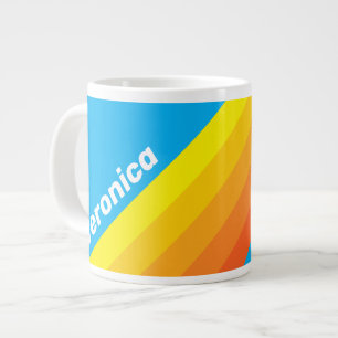 Grande Tasse Rayures de mer en soleil avec nom