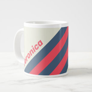 Grande Tasse Rayures de Retro Yacht Club avec nom
