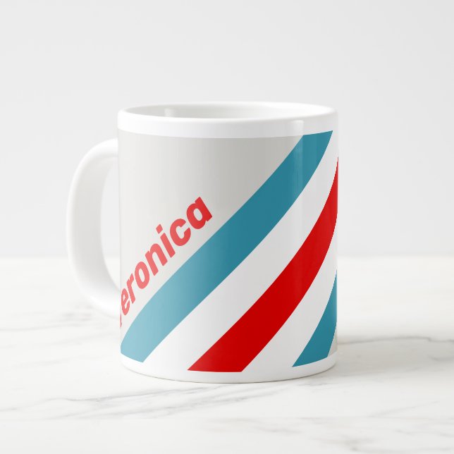 Grande Tasse Rayures de Thunderbird avec nom (Devant gauche)