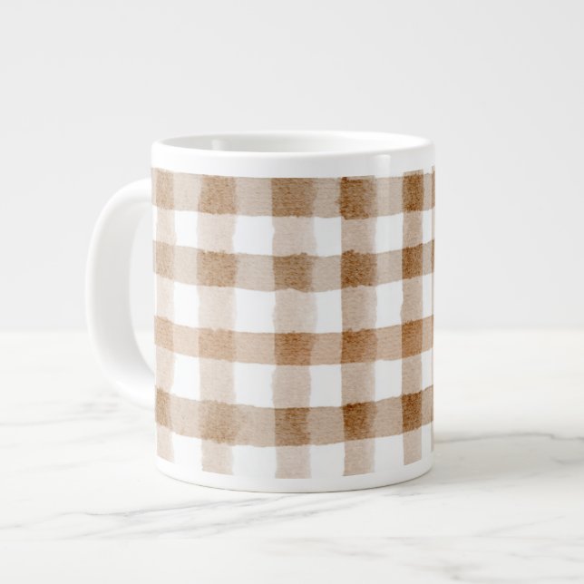 Grande Tasse Rayures Marron Crème Carreaux Tannés (Devant gauche)