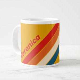 Grande Tasse Rayures Moutarde Rétro avec Nom