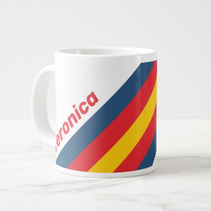 Grande Tasse Rayures Rétro de Montagne avec Nom
