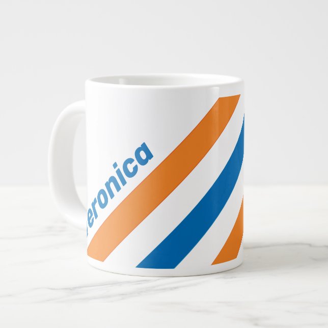 Grande Tasse Rayures Rétro New Amsterdam avec Nom (Devant gauche)