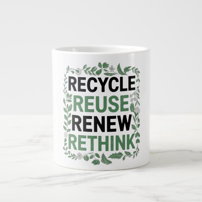 Grande Tasse Recycler, réutiliser, renouveler, repenser - Style (Devant)