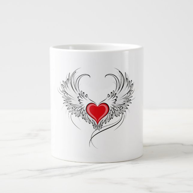 Grande Tasse Red Angel Coeur avec ailes (Devant)