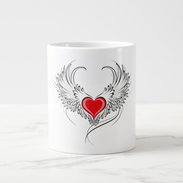 Grande Tasse Red Angel Coeur avec ailes (Devant)